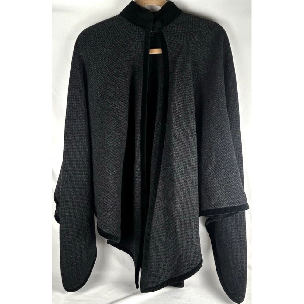 Lauren Ralph Lauren Gray Black Wool Cape Poncho Womens S/M Toggle Button
